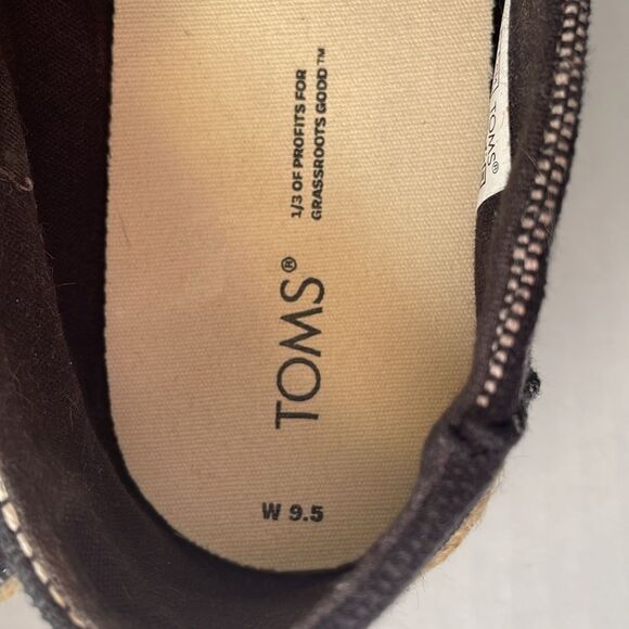 TOMS Alpargata Rope Flats Slip On Black Global Stripe Espadrille Women's 9.5 - Picture 12 of 12